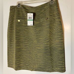 NWT Michael Kors Army Green/Gold Skirt, size Large